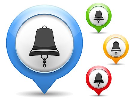 simsearch:400-04742364,k - Map marker with icon of a bell, vector eps10 illustration Foto de stock - Super Valor sin royalties y Suscripción, Código: 400-07214099