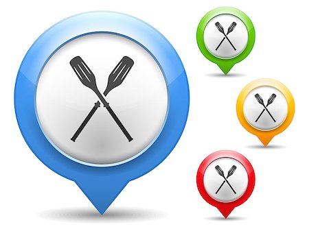 Map marker with icon of oars, vector eps10 illustration Stock Photo - Budget Royalty-Free & Subscription, Code: 400-07214106
