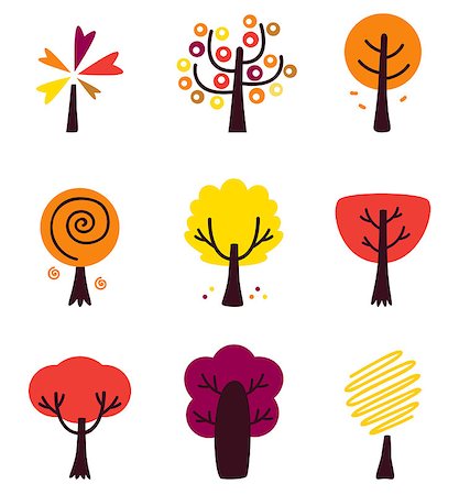 simsearch:400-07221512,k - Autumn Tree collection. Vector Illustration Stock Photo - Budget Royalty-Free & Subscription, Code: 400-07214349