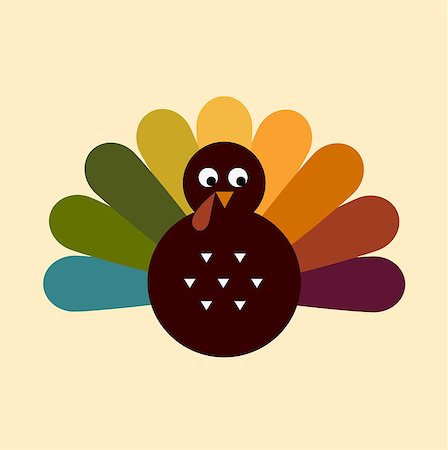 Colorful Thanksgiving Turkey. Vector cartoon Illustration Stock Photo - Budget Royalty-Free & Subscription, Code: 400-07214354