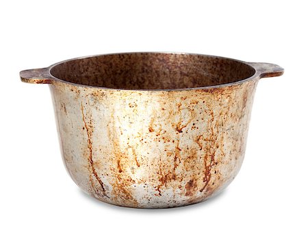 fuliggine - Dirty pot isolated on white background Fotografie stock - Microstock e Abbonamento, Codice: 400-07214418