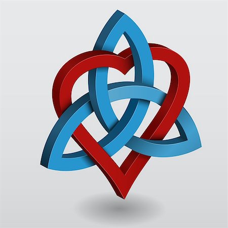 Vector illustration of Celtic knot triquetra with heart, symbol of power and love.  Realistic isolated perspective view. EPS-10 compatible vector file. Foto de stock - Royalty-Free Super Valor e Assinatura, Número: 400-07214430