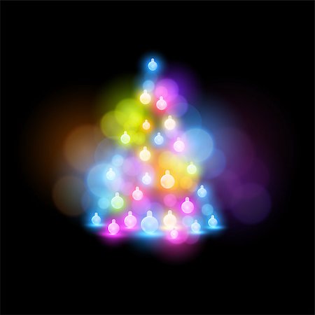 Glowing Christmas Tree vector illustration. Stock Photo - Budget Royalty-Free & Subscription, Code: 400-07214489
