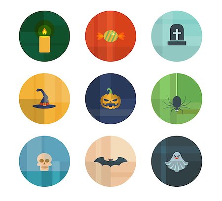 simsearch:400-06881290,k - Colorful Trendy Vector Icon Set. Halloween Concept Stockbilder - Microstock & Abonnement, Bildnummer: 400-07214555