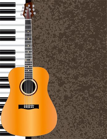simsearch:400-05676575,k - Acoustic Guitar and Piano Musical Instrument with Textured Background Illustration Photographie de stock - Aubaine LD & Abonnement, Code: 400-07214596