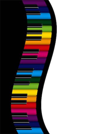 simsearch:400-05676575,k - Piano Keyboards with Rainbow Color Keys Wavy Border Abstract Background Illustration Photographie de stock - Aubaine LD & Abonnement, Code: 400-07214600