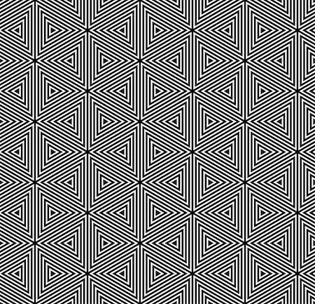 Seamless geometric op art pattern. Striped hexagons, diamonds and triangles texture. Vector art. Photographie de stock - Aubaine LD & Abonnement, Code: 400-07214645