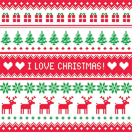 simsearch:400-07107883,k - Winter red and green vector background - nordic kntting style Foto de stock - Super Valor sin royalties y Suscripción, Código: 400-07214673