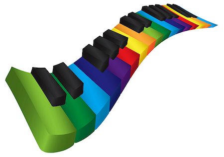 simsearch:400-05676575,k - Piano Wavy Keyboard with Rainbow Colors Keys in 3D Isolated on White Background Illustration Photographie de stock - Aubaine LD & Abonnement, Code: 400-07214767