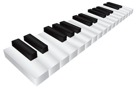 simsearch:400-05676575,k - Piano Keyboard with Black and White Keys in 3D Isolated on White Background Illustration Photographie de stock - Aubaine LD & Abonnement, Code: 400-07215091