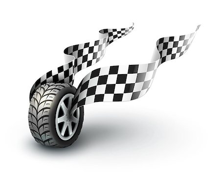 speed illustration - Sport racing wheel with flapping flags - eps10 vector illustration isolated on white background Stock Photo - Budget Royalty-Free & Subscription, Code: 400-07215105