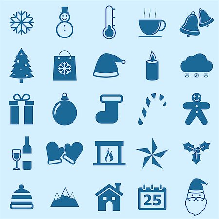 simsearch:400-07105067,k - Winter color icons on blue background, stock vector Stock Photo - Budget Royalty-Free & Subscription, Code: 400-07215158