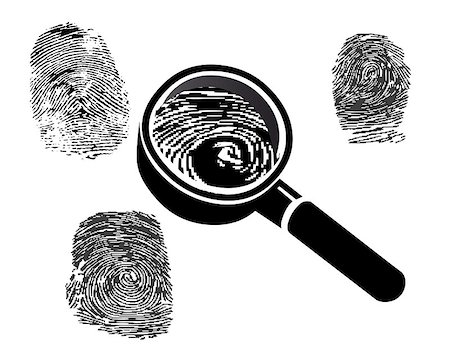 fingerprint magnifier on a white background Foto de stock - Royalty-Free Super Valor e Assinatura, Número: 400-07215186