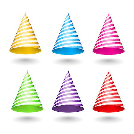 simsearch:400-04411980,k - Set of striped party hats on white background, vector eps10 illustration Fotografie stock - Microstock e Abbonamento, Codice: 400-07215268