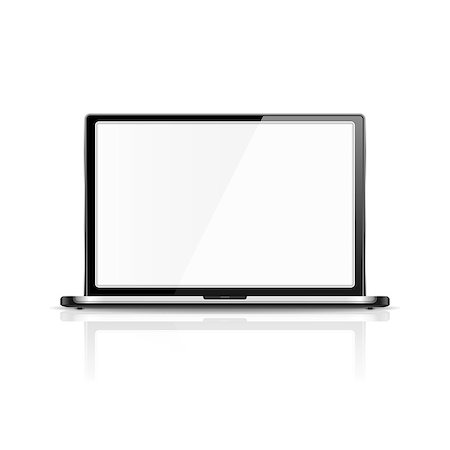 Laptop with reflection on white background, vector eps10 illustration Stock Photo - Budget Royalty-Free & Subscription, Code: 400-07215263