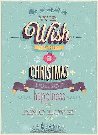 Vintage Christmas Poster. Vector illustration. Stock Photo - Budget Royalty-Free & Subscription, Code: 400-07215468