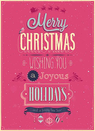 Vintage Christmas Poster. Vector illustration. Stock Photo - Budget Royalty-Free & Subscription, Code: 400-07215479