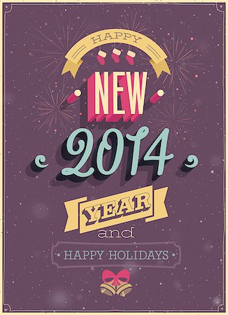 Vintage Christmas Poster. Vector illustration. Stock Photo - Budget Royalty-Free & Subscription, Code: 400-07215470