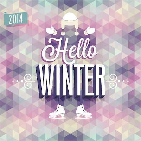 simsearch:400-07215479,k - Vintage "Hello Winter" Poster. Vector illustration. Foto de stock - Super Valor sin royalties y Suscripción, Código: 400-07215472