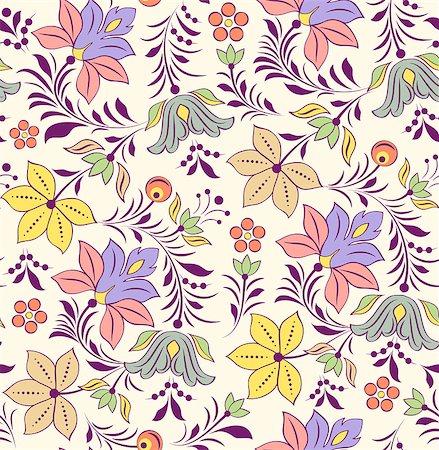 simsearch:400-07035440,k - Vector illustration of seamless pattern with abstract flowers.Floral background Stockbilder - Microstock & Abonnement, Bildnummer: 400-07215549