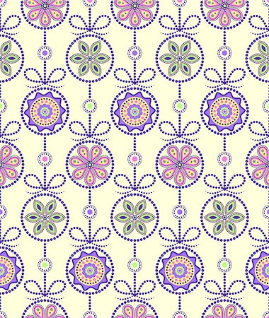 simsearch:400-07035440,k - Vector illustration of seamless pattern with abstract flowers.Floral background Stockbilder - Microstock & Abonnement, Bildnummer: 400-07215575