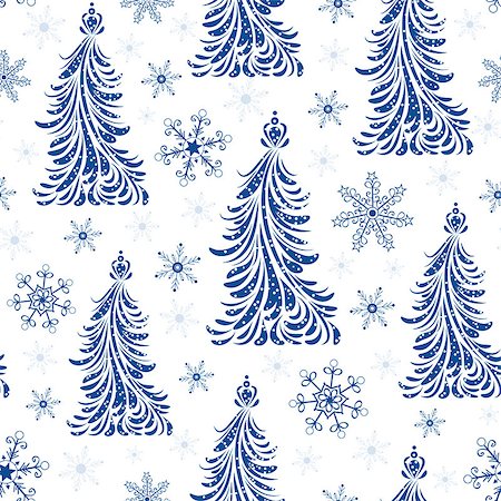 simsearch:400-07215586,k - Vector illustration of seamless pattern with abstract christmas trees Stock Photo - Budget Royalty-Free & Subscription, Code: 400-07215644
