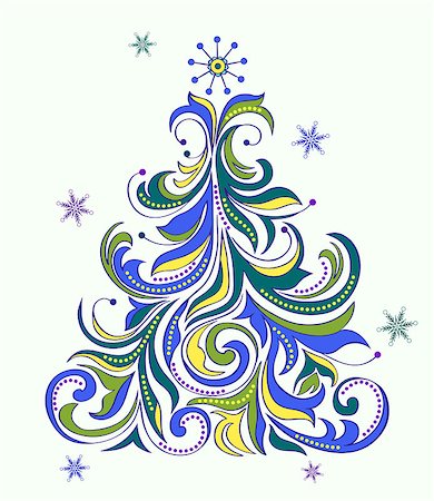 deco tree vector - Vector illustration of abstract christmas tree Stock Photo - Budget Royalty-Free & Subscription, Code: 400-07215645