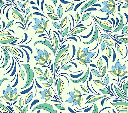 simsearch:400-07035440,k - Vector illustration of seamless pattern with abstract flowers.Floral background Stockbilder - Microstock & Abonnement, Bildnummer: 400-07215789