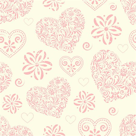 Vector illustration of seamless pattern with abstract hearts Stock Photo - Budget Royalty-Free & Subscription, Code: 400-07215807
