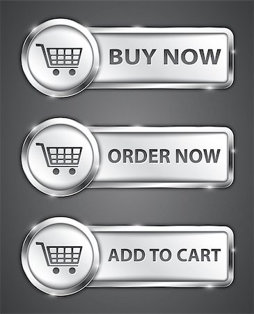 Shopping metallic buttons. Commercial icons. Vector illustration Stock Photo - Budget Royalty-Free & Subscription, Code: 400-07215811