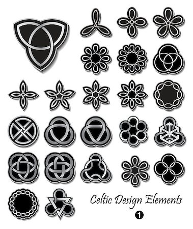Collection of Celtic symbols and designs. Great for publications, decorative purposes and tattoo. Foto de stock - Royalty-Free Super Valor e Assinatura, Número: 400-07216042