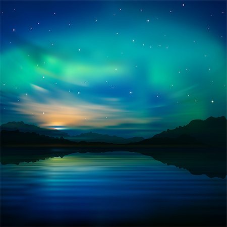 simsearch:400-07222923,k - abstract nature background with aurora borealis and  mountains Photographie de stock - Aubaine LD & Abonnement, Code: 400-07216058