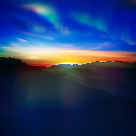 simsearch:400-07222923,k - abstract nature background with mountains and aurora borealis Photographie de stock - Aubaine LD & Abonnement, Code: 400-07216062