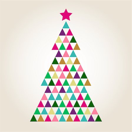 Xmas colorful mosaic tree with triangle shapes. Vector Illustration Stock Photo - Budget Royalty-Free & Subscription, Code: 400-07216168