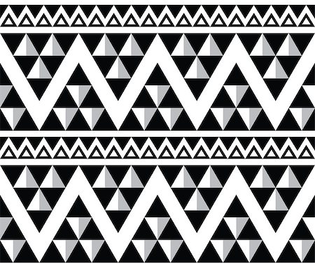 Vector seamless aztec ornament, ethnic pattern in black and white Stock Photo - Budget Royalty-Free & Subscription, Code: 400-07216244
