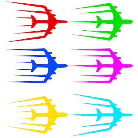 Flying airplane  stylized vector illustration.  Airliner, jet. Foto de stock - Super Valor sin royalties y Suscripción, Código: 400-07216323
