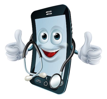 Cell phone man with a stethoscope round his neck giving a thumbs up. Health app concept Stock Photo - Budget Royalty-Free & Subscription, Code: 400-07216362