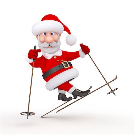 santa claus ski - New Year's congratulation from Santa Claus. Foto de stock - Super Valor sin royalties y Suscripción, Código: 400-07216472