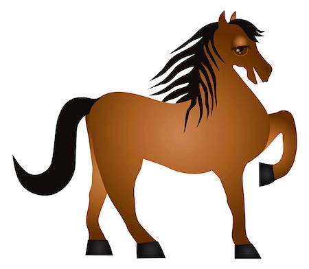 Horse Forward Pose Side View Isolated on White Background Illustration Stock Photo - Budget Royalty-Free & Subscription, Code: 400-07216514