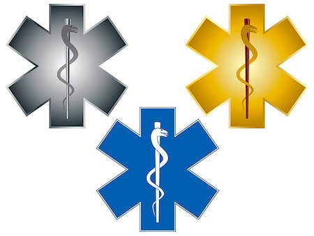 Star of Life Rod of Asclepius Medical Symbol For Ambulance Isolated on White Background Illustration Stockbilder - Microstock & Abonnement, Bildnummer: 400-07216515