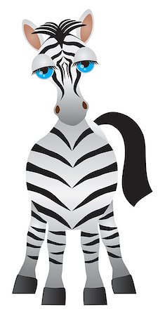 Zebra Cute Cartoon Drawing Isolated on White Background Illustration Stock Photo - Budget Royalty-Free & Subscription, Code: 400-07216526