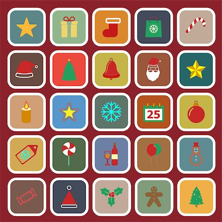 simsearch:400-07105067,k - Christmas flat color icons on red background, stock vector Stock Photo - Budget Royalty-Free & Subscription, Code: 400-07216606