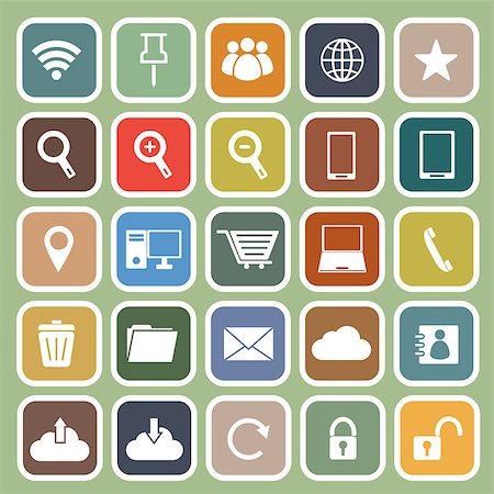 simsearch:400-07035657,k - Internet flat icon on green background, stock vector Stock Photo - Budget Royalty-Free & Subscription, Code: 400-07216615