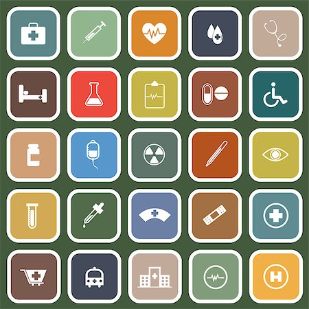 Medical flat icons on green background, stock vector Stock Photo - Budget Royalty-Free & Subscription, Code: 400-07216620