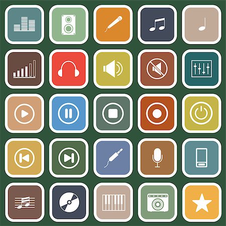 simsearch:400-08166117,k - Music flat icons on green background, stock vector Stock Photo - Budget Royalty-Free & Subscription, Code: 400-07216622