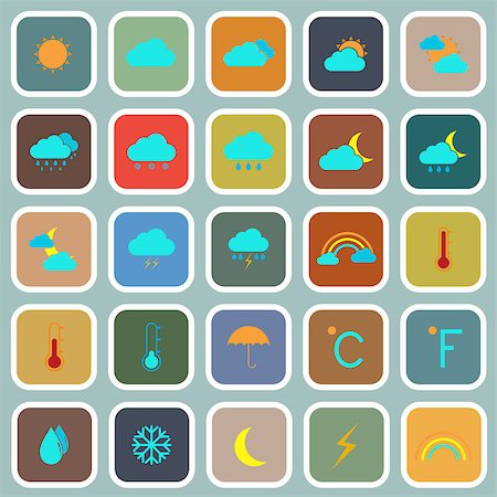 simsearch:400-07406394,k - Weather flat color icons on blue background, stock vector Foto de stock - Royalty-Free Super Valor e Assinatura, Número: 400-07216635