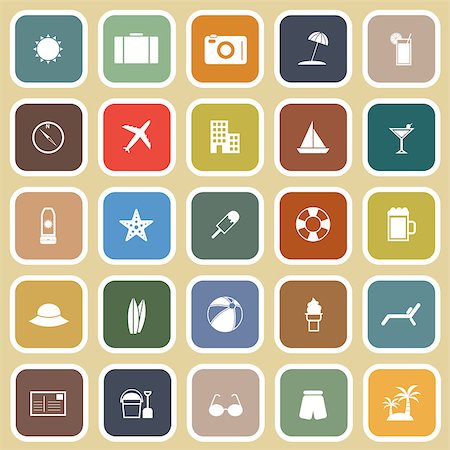 Summer flat icons on brown background, stock vector Stock Photo - Budget Royalty-Free & Subscription, Code: 400-07216631