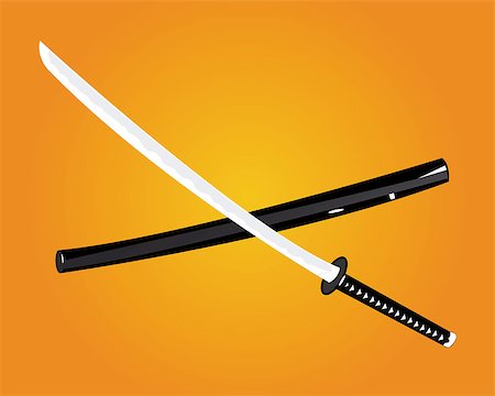 katana on an orange background with a cover Foto de stock - Royalty-Free Super Valor e Assinatura, Número: 400-07216776