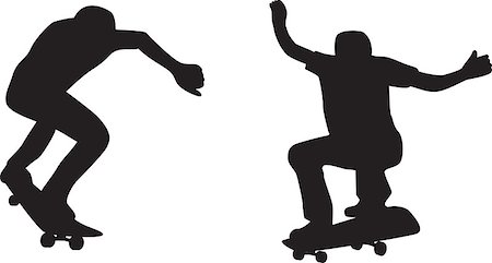 skate stunts - Illustration of skateboarder with skateboard skateboarding silhouettes on isolated white background. Stock Photo - Budget Royalty-Free & Subscription, Code: 400-07216907