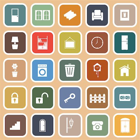 House related flat icons on orange background, stock vector Stock Photo - Budget Royalty-Free & Subscription, Code: 400-07216987